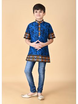 NFC CREATION - Boys Cotton Batik Printed Kurta - Blue