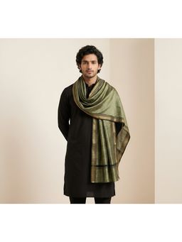 MUFFLY - Men Green Handcrafted Khadi Textured Finish and Tassel Detailing Dupatta