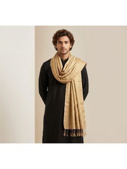 MUFFLY - Men Gold Handcrafted Khadi Textured Finish and Tassel Detailing Dupatta