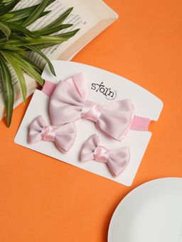 Stol'N - Pink Solid Cotton Hair Clips and Hair Band
