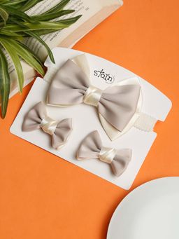 Stol'N - Cream Solid Cotton Hair Clips and Hair Band