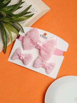 Stol'N - Pink Embellished Cotton Hair Clips and Hair Band
