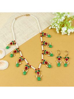Asthetika Kids - Multi-Color Embellished Beads Necklace and Pair Of Earrings