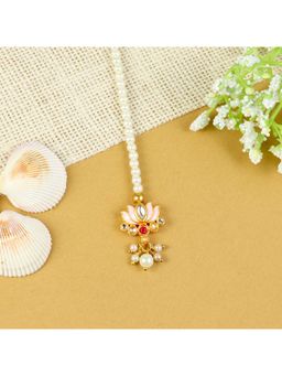 Asthetika Kids - Pink Embellished Beads Maang Tikka