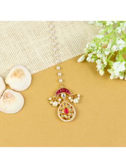 Asthetika Kids - Red Embellished Beads Maang Tikka