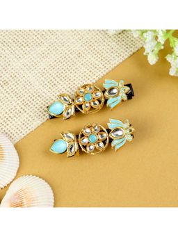 Asthetika Kids - Blue Embellished Metal Hair Clips (Pack of 2)