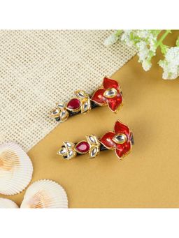 Asthetika Kids - Red Embellished Metal Hair Clips (Pack of 2)
