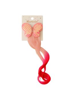 KNITROOT - Pink Textured Polyester Hair Clip Extension