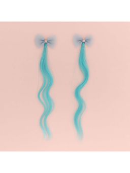 KNITROOT - Blue Textured Polyester Hair Clip Extension (Pack of 2)