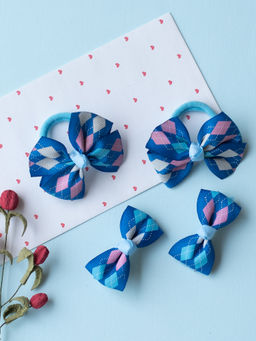 Ribbon Candy - Blue Solid Synthetic Clips and Rubber Band