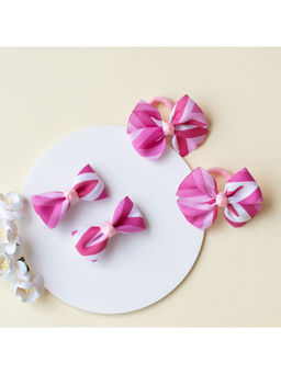 Ribbon Candy - Pink Solid Synthetic Clips and Rubber Band