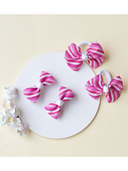 Ribbon Candy - Pink Solid Synthetic Clips and Rubber Band