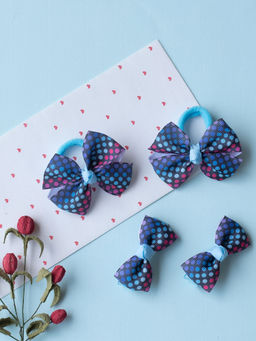 Ribbon Candy - Blue Solid Synthetic Clips and Rubber Band