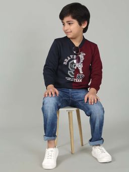 Cantabil - Boys Navy Blue Round Neck Full Sleeves Casual Sweatshirt