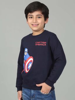 Cantabil - Boys Blue Graphic Round Neck Full Sleeves Casual Sweatshirt