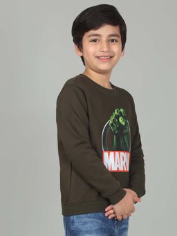 Cantabil - Boys Green Graphic Round Neck Full Sleeves Casual Sweatshirt