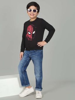 Cantabil - Boys Black Printed Round Neck Full Sleeves Casual Sweatshirt