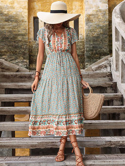 PARTIQ - Multi-Color Floral Printed Maxi Dress