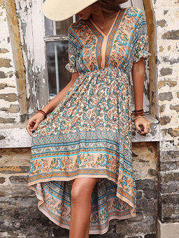 PARTIQ - Multi-Color Floral Printed Midi Dress