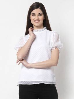 Style Quotient - White Self Design Top