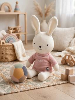 PLUCHI - Be Kind Cotton Knitted Stuffed Soft Toys Football and Bunny (1-2 Years)