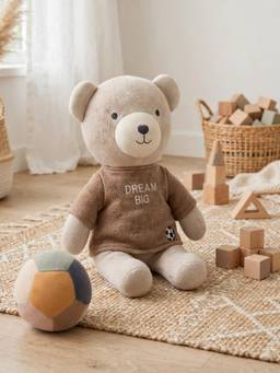 PLUCHI - Dream Big Cotton Knitted Stuffed Soft Toys Football and Teddy (1-2 Years)