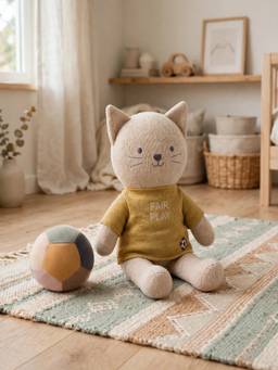 PLUCHI - Play Fair Cotton Knitted Stuffed Soft Toys Football and Catty (1-2 Years)