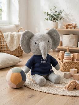 PLUCHI - Team Ele Cotton Knitted Stuffed Soft Toys Elephant and Football (1-2 Years)