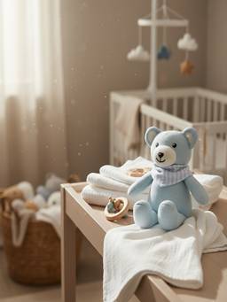 PLUCHI - Sheriff Teddy Cotton Knitted Stuffed Soft Rattle Toy (Sky Blue) (1-2 Years)