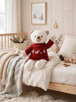 PLUCHI - Cuddle Friend Teddy With Sweater Cotton Knitted Stuffed Soft Toy (1-2 Years)
