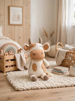 PLUCHI - Clementine The Cowa Toya Cotton Knitted Stuffed Soft Toy (1-2 Years)