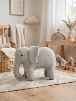 PLUCHI - Haku Elephant Cotton Knitted Stuffed Soft Toy (1-2 Years)
