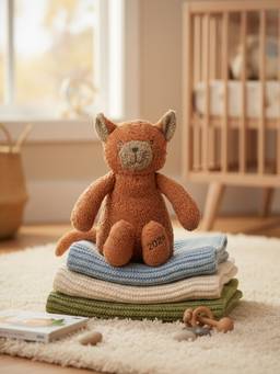PLUCHI - Ginger The Cat Cotton Knitted Stuffed Soft Toy (1-2 Years)