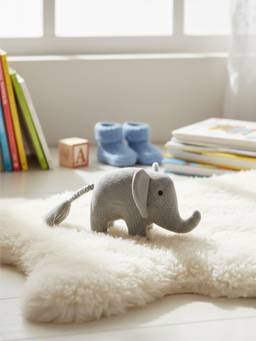 PLUCHI - Harris The Elephant Knitted Stuffed Soft Rattle Toy (Grey) (1-2 Years)