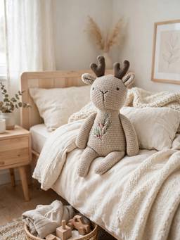 PLUCHI - Holly Blossom Reindeer Cotton Knitted Stuffed Soft Toy (1-2 Years)
