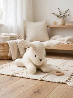 PLUCHI - Hush Bunny Music Cotton Knitted Stuffed Soft Toy (1-2 Years)