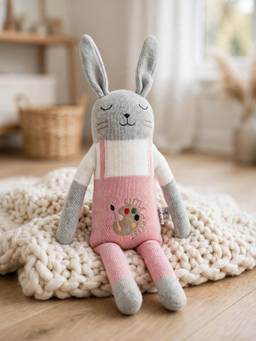 PLUCHI - Little Artist Bunny Cotton Knitted Stuffed Soft Toy (1-2 Years)