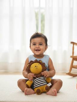 PLUCHI - Jake The Lion Cotton Knitted Stuffed Soft Toy (1-2 Years)