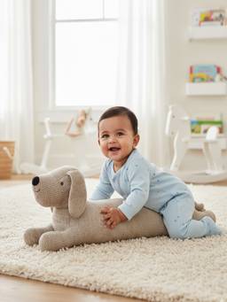 PLUCHI - Max Dog Cotton Knitted Stuffed Soft Toy (Grey) (1-2 Years)