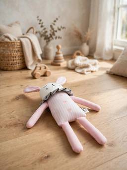 PLUCHI - Marcel Bunny Cotton Knitted Stuffed Soft Toys- Pink (1-2 Years)