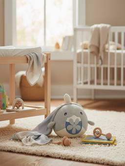 PLUCHI - Marlow Fish Cotton Knitted Stuffed Soft Toy - Grey (1-2 Years)