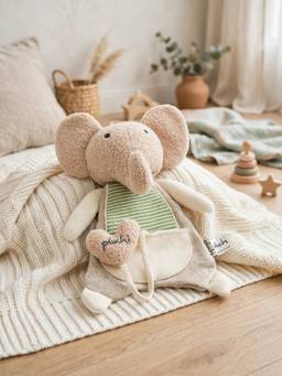 PLUCHI - Snuggle & Crinkle Ele- Cuddle Cotton Knitted Stuffed Soft Toy (1-2 Years)