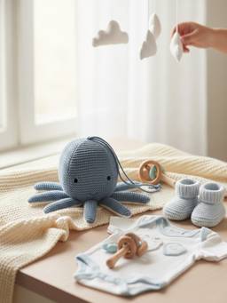 PLUCHI - Ozy Octopus Cotton Knitted Stuffed Soft Toy (Blue) (1-2 Years)