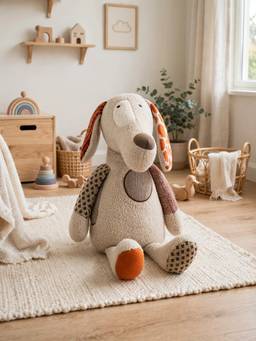 PLUCHI - Orla Dog Patchwork Friends Cotton Knitted Stuffed Soft Toy (1-2 Years)