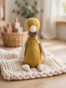 PLUCHI - Quacky Tunes Duck Cotton Knitted Stuffed Musica Soft Toy (1-2 Years)