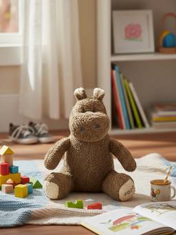 PLUCHI - Smoothie The Hippo Cotton Knitted Stuffed Soft Toy (1-2 Years)
