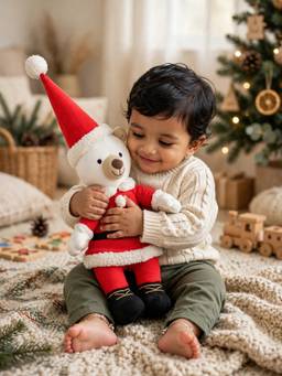 PLUCHI - Santa Bear Cotton Knitted Stuffed Soft Toy (1-2 Years)