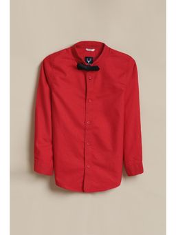 Allen Solly - Red Solid Full Sleeves Party Shirt