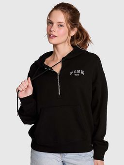 Victoria's Secret - Pink Ivy Fleece Campus Half-Zip Hoodie