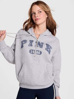 Victoria's Secret - Pink Ivy Fleece Campus Half-Zip Hoodie